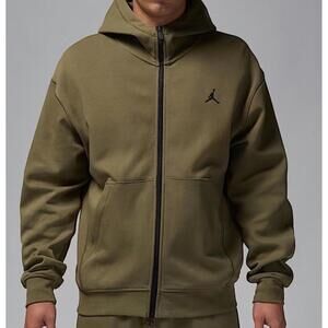 $110 Air Jordan Dri-Fit Sport Hoop Fleece Zip Hoodie Size Small Men Olive FV8602